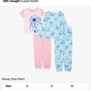 NWT Disney Smile Stitch 4pc Girls Pajama Set Size 8